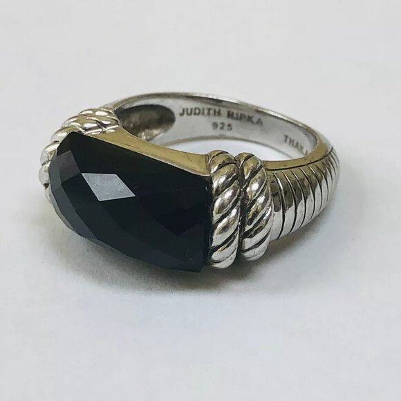 Judith Ripka Jewelry - 925 Sterling Silver Judith Ripka Black Onyx Faceted Ring Size 6